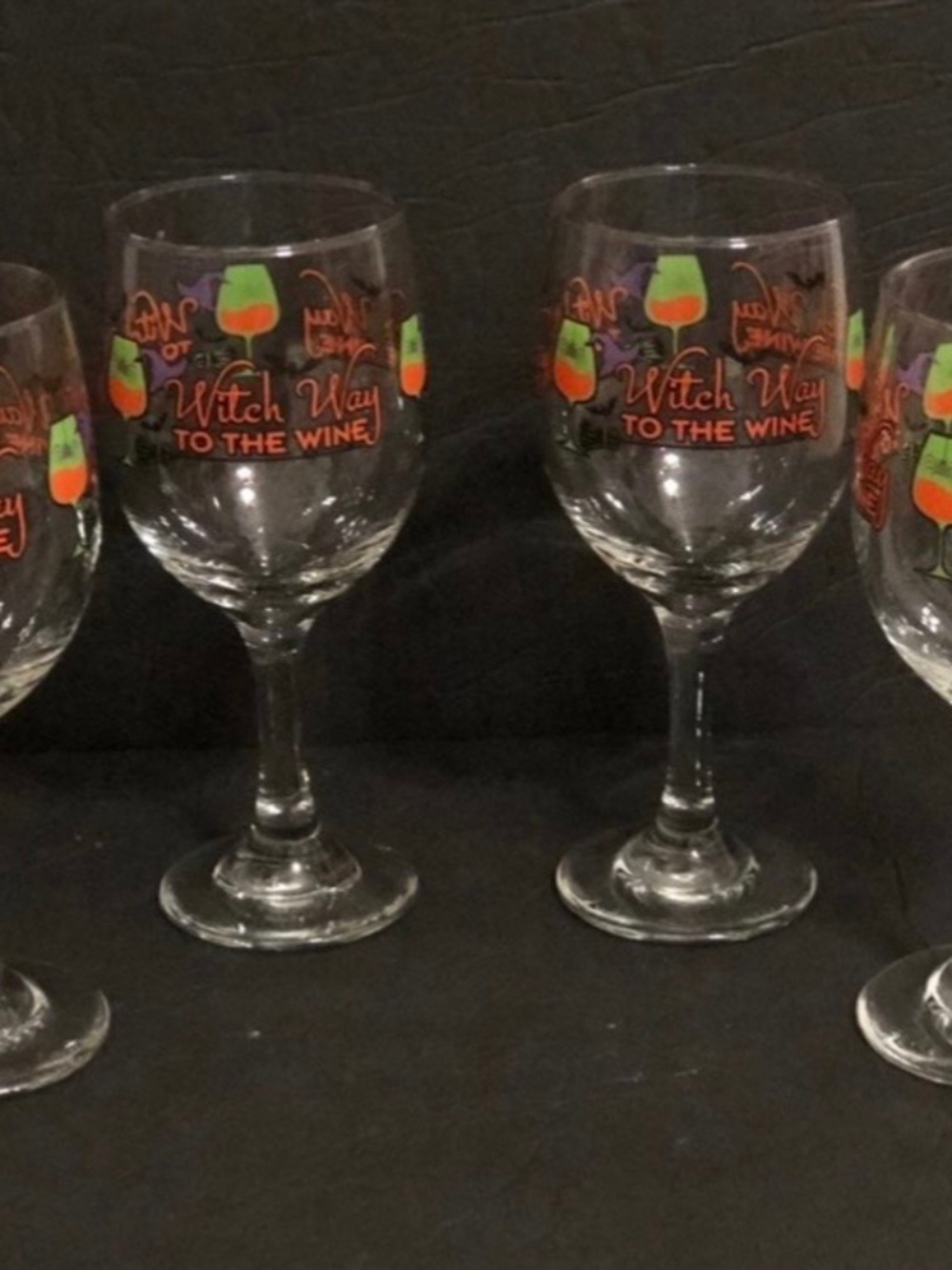 WITCH WAY TO THE WINE Halloween Goblet Glasses